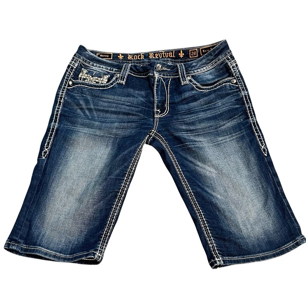 Rock Revival Women's Dark Blue Distressed Jean Shorts